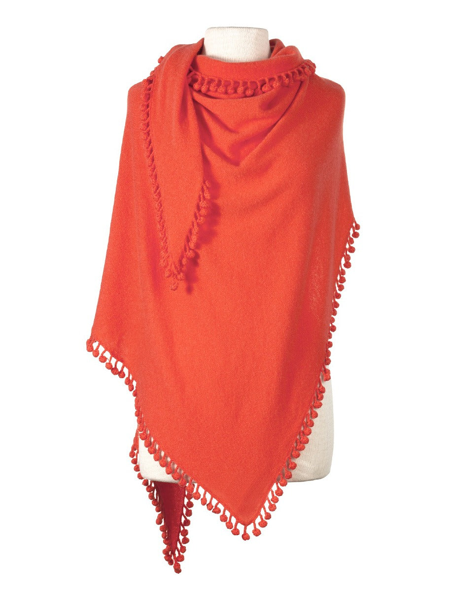 Captiva Cashmere Pom-Pom Triangle Wrap