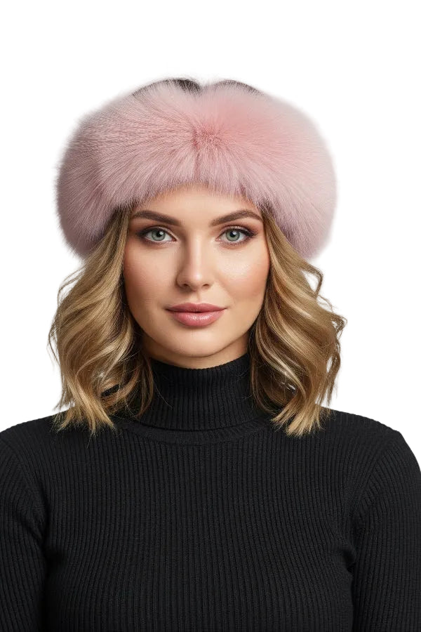 Fox Fur Headband Pink