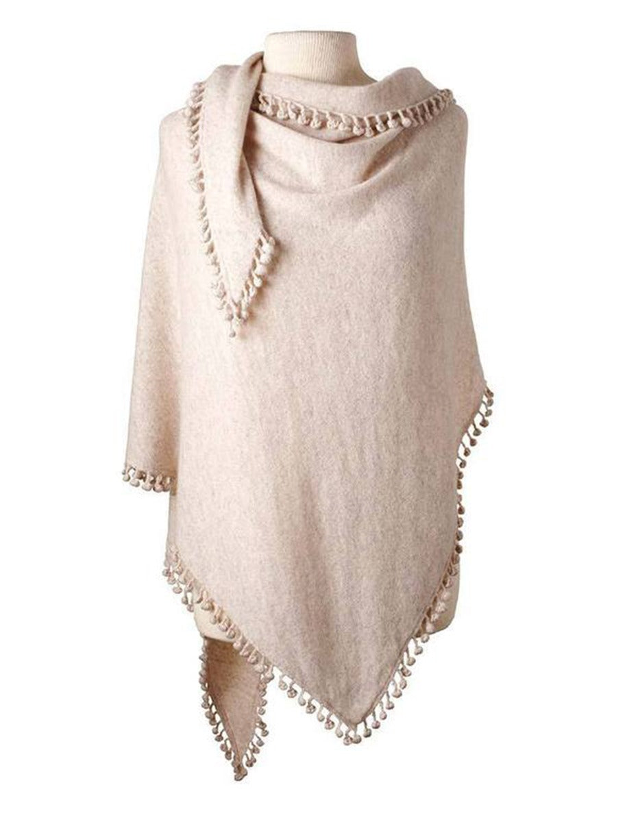 Captiva Cashmere Pom-Pom Triangle Wrap