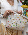 Medium Zipper Pouch - Myriad of Italy Motifs on Beige