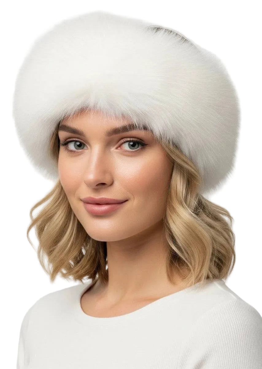 Fox Fur Headband White