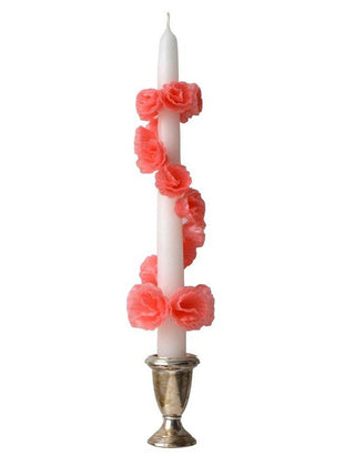 White and Pink Flower Taper Candle