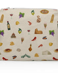 Medium Zipper Pouch - Myriad of Italy Motifs on Beige